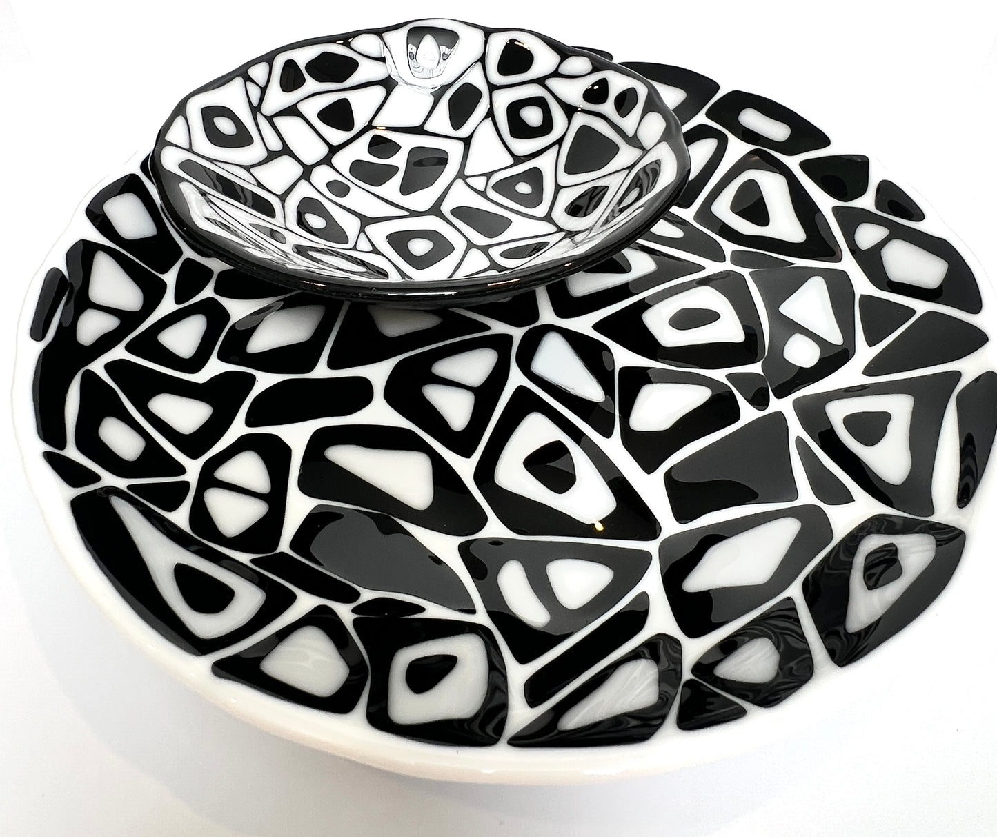 Two Piece Serving Set - Black & White Funky Bowls