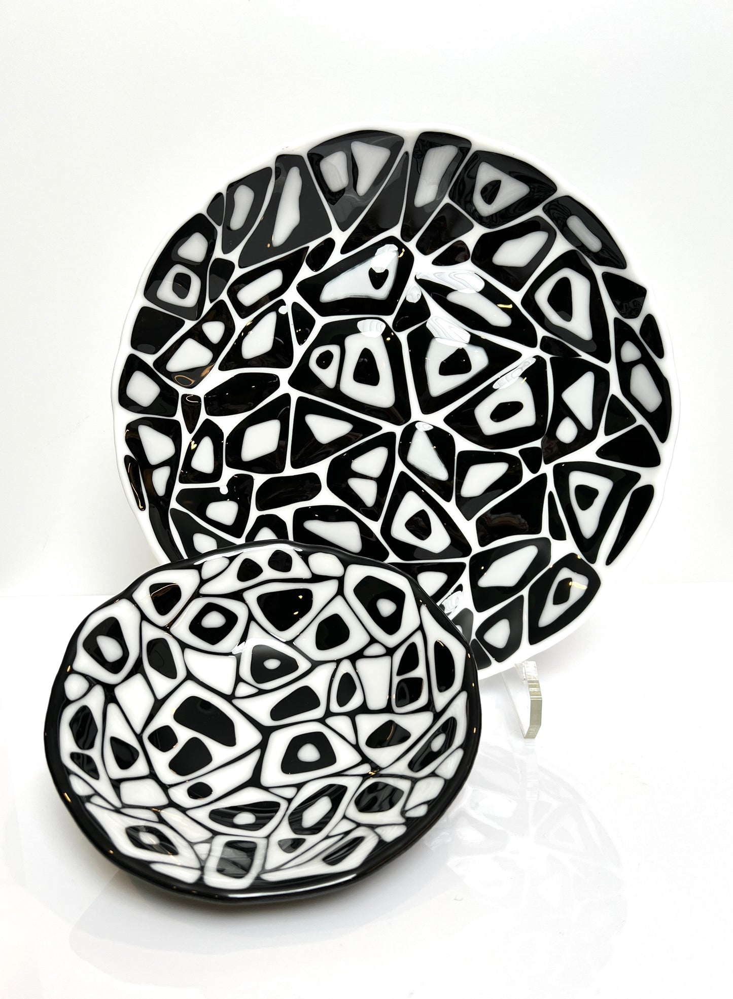 Two Piece Serving Set - Black & White Funky Bowls