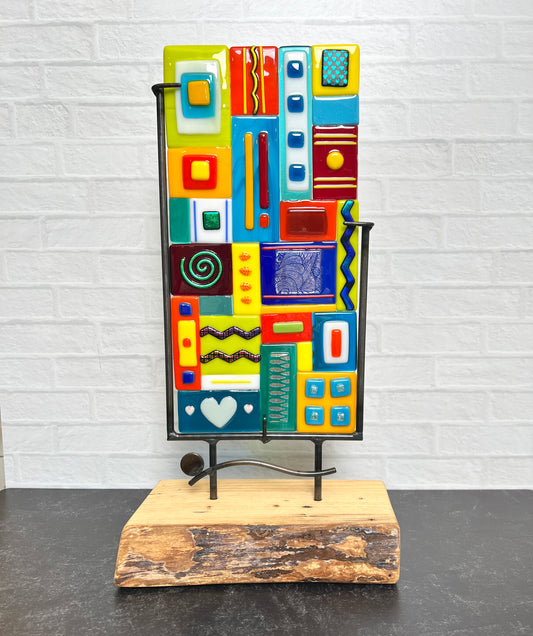 "Vivid Fusion" Free Standing Fused Glass Art