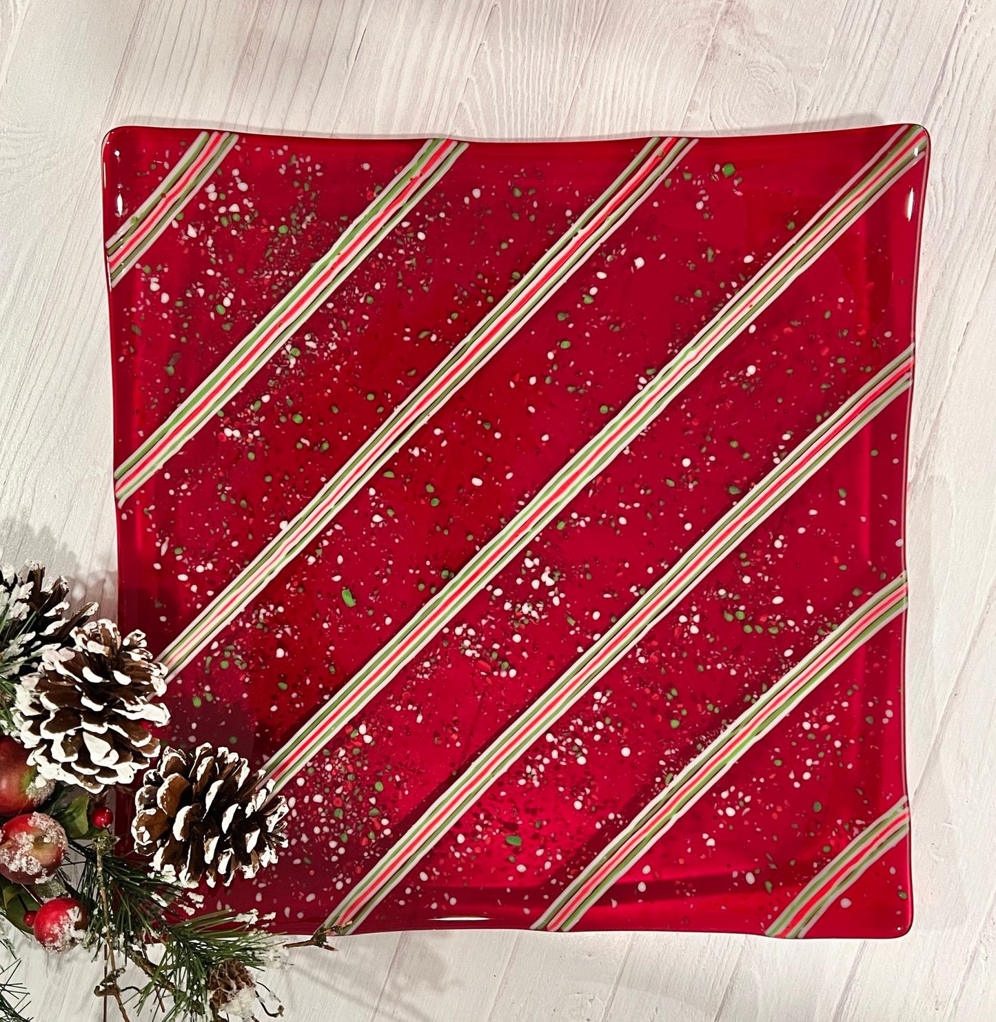 Cranberry Candy Cane Serving Platter