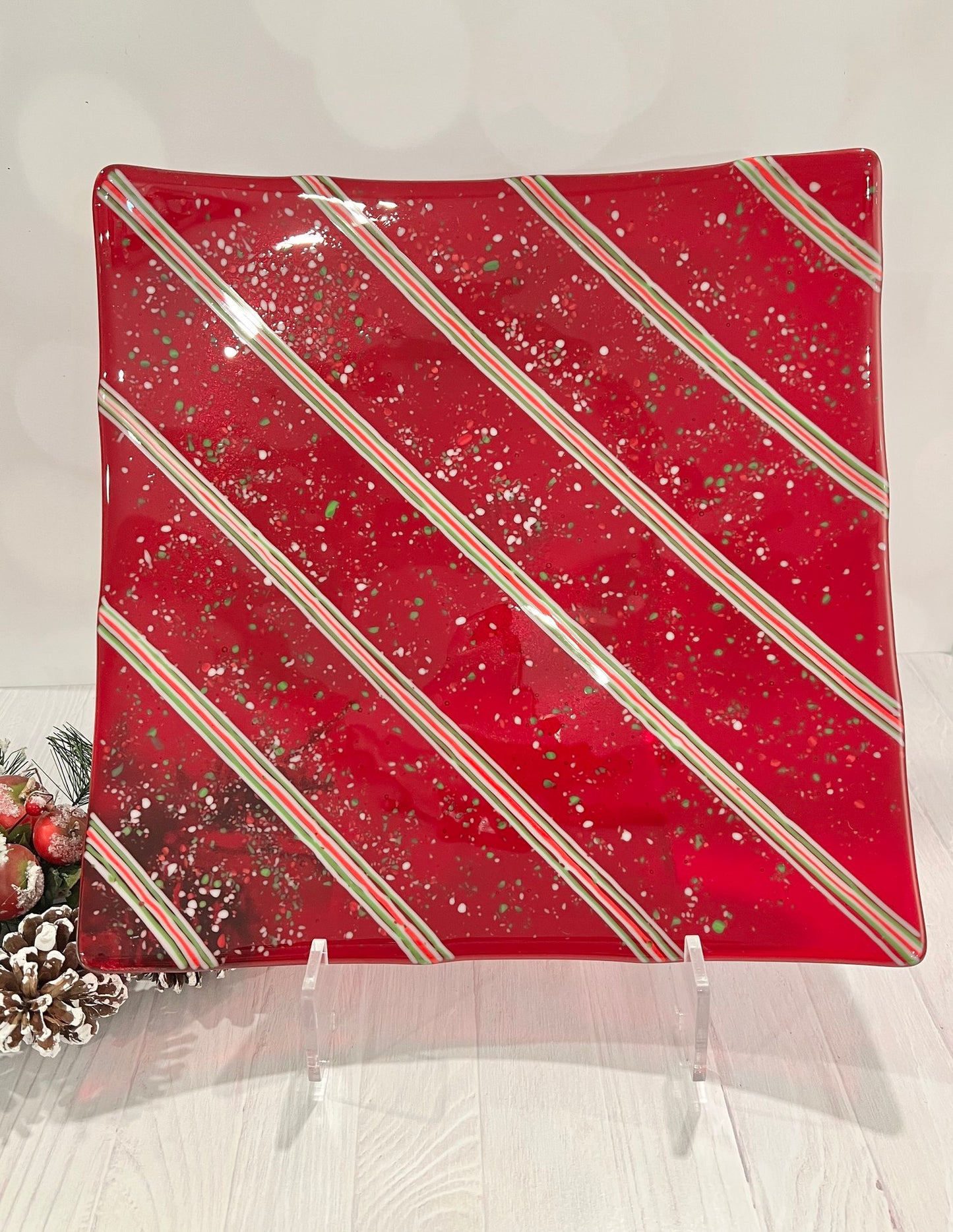 Cranberry Candy Cane Serving Platter