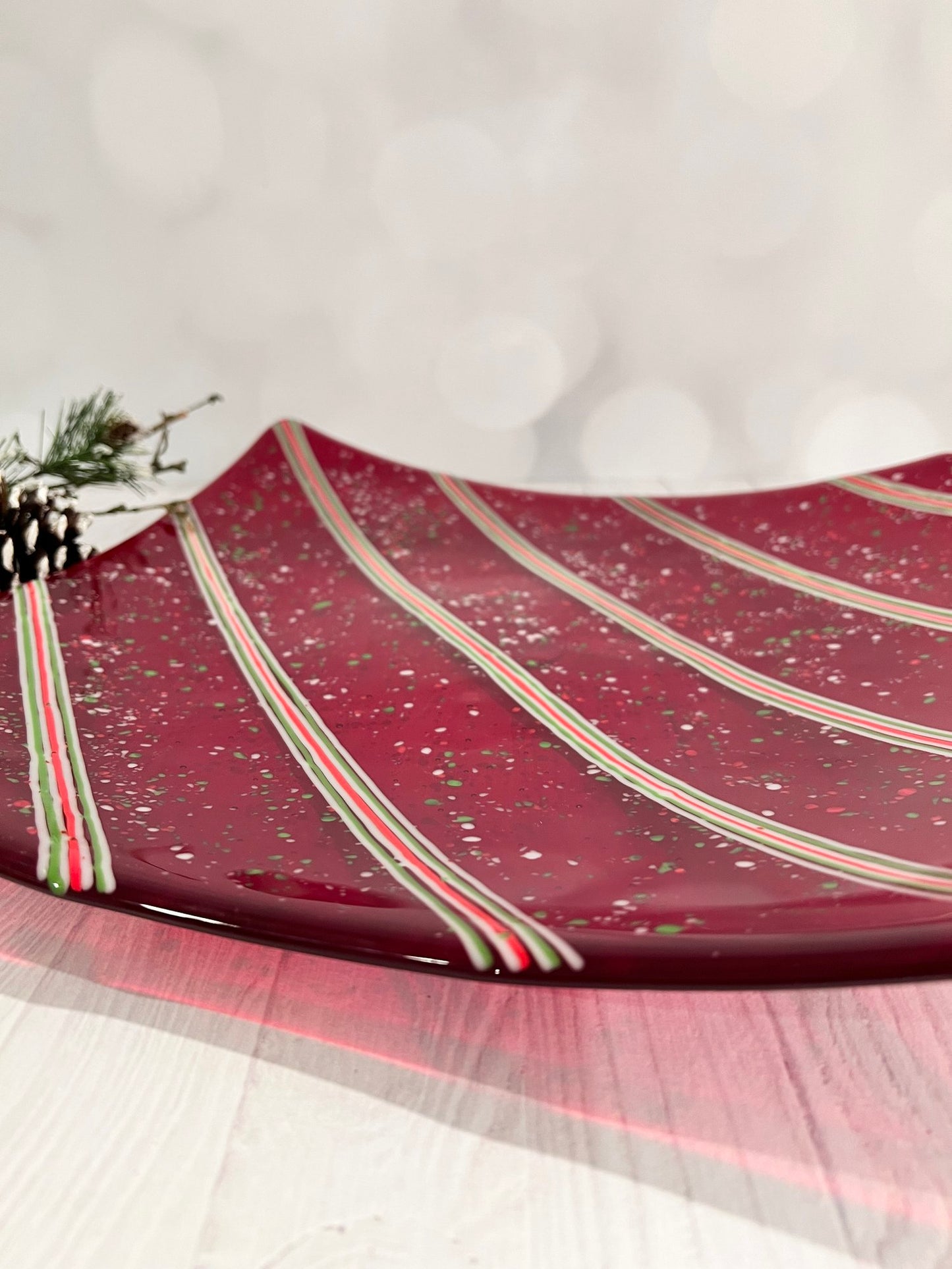 Cranberry Candy Cane Serving Platter