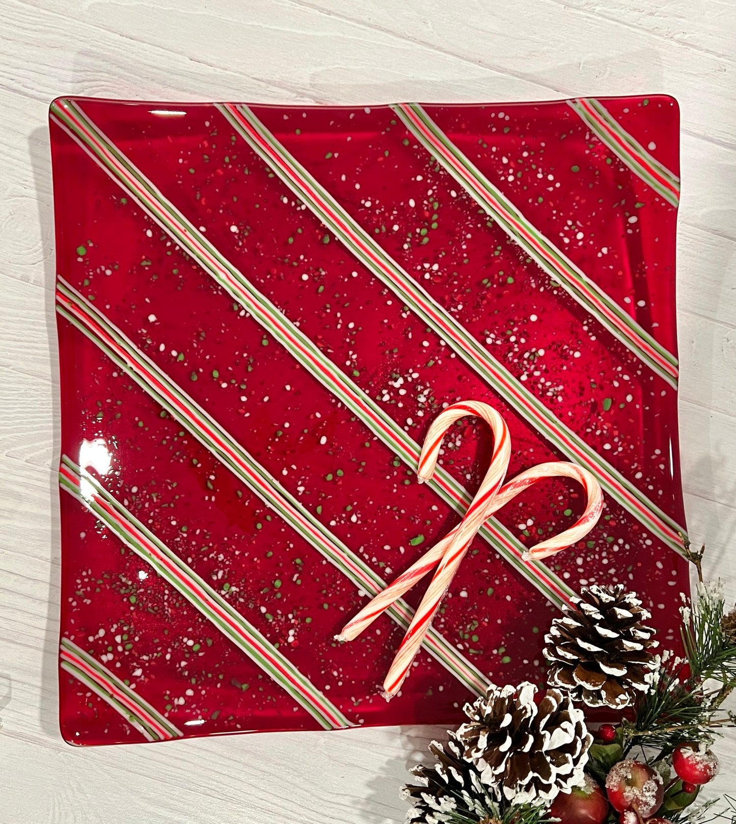 Cranberry Candy Cane Serving Platter