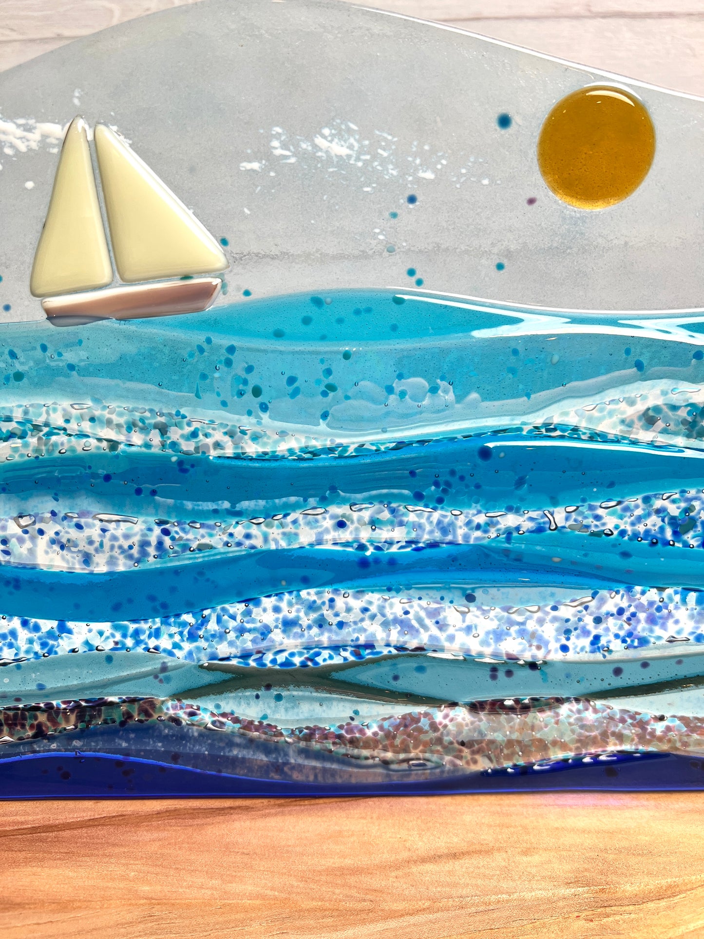 "A Good Day for Sailing"    Fused Glass Sculpture with Stand