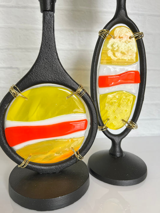 Orange Abstract Candle Holders