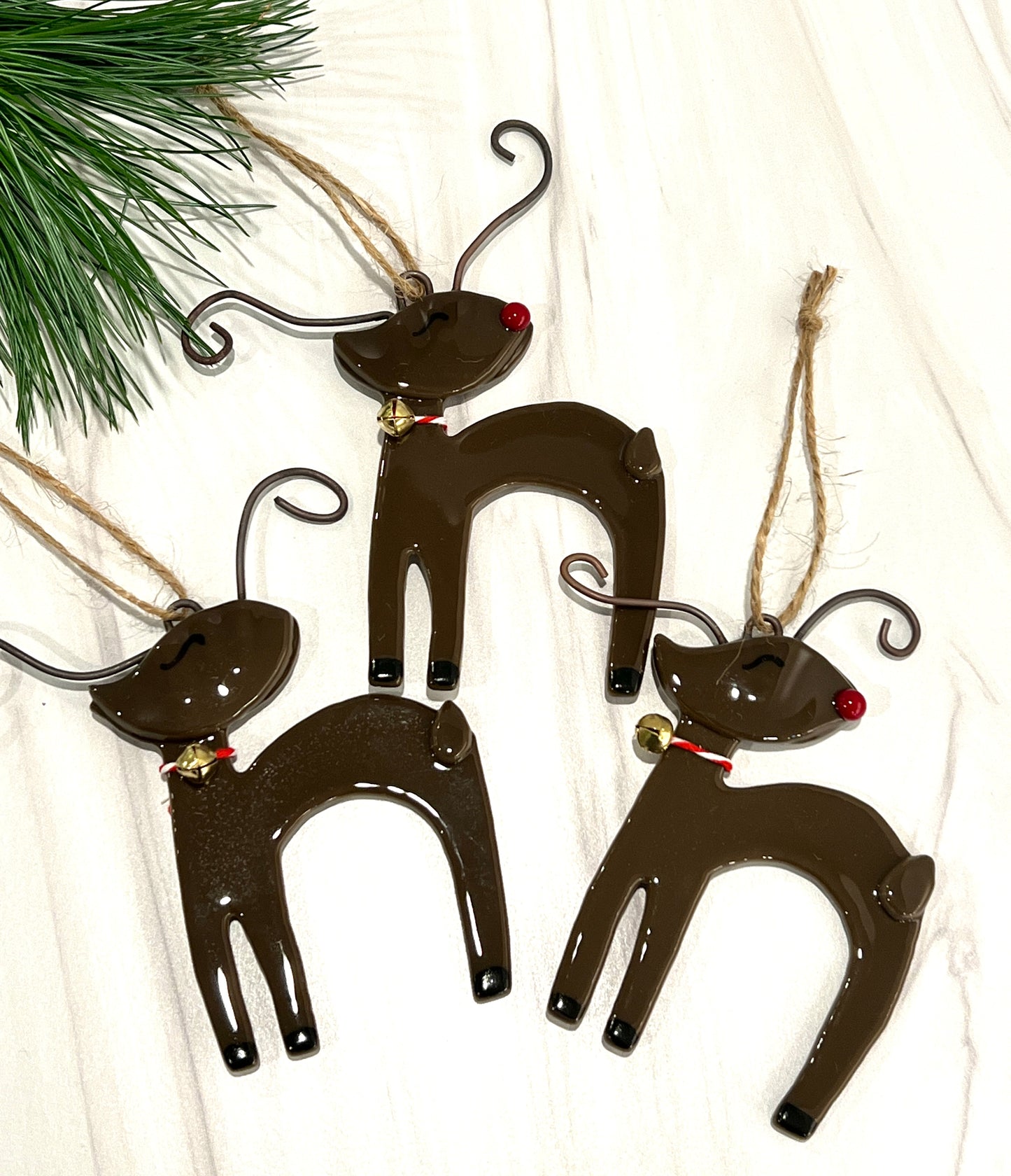 Fused Glass Reindeer Ornament