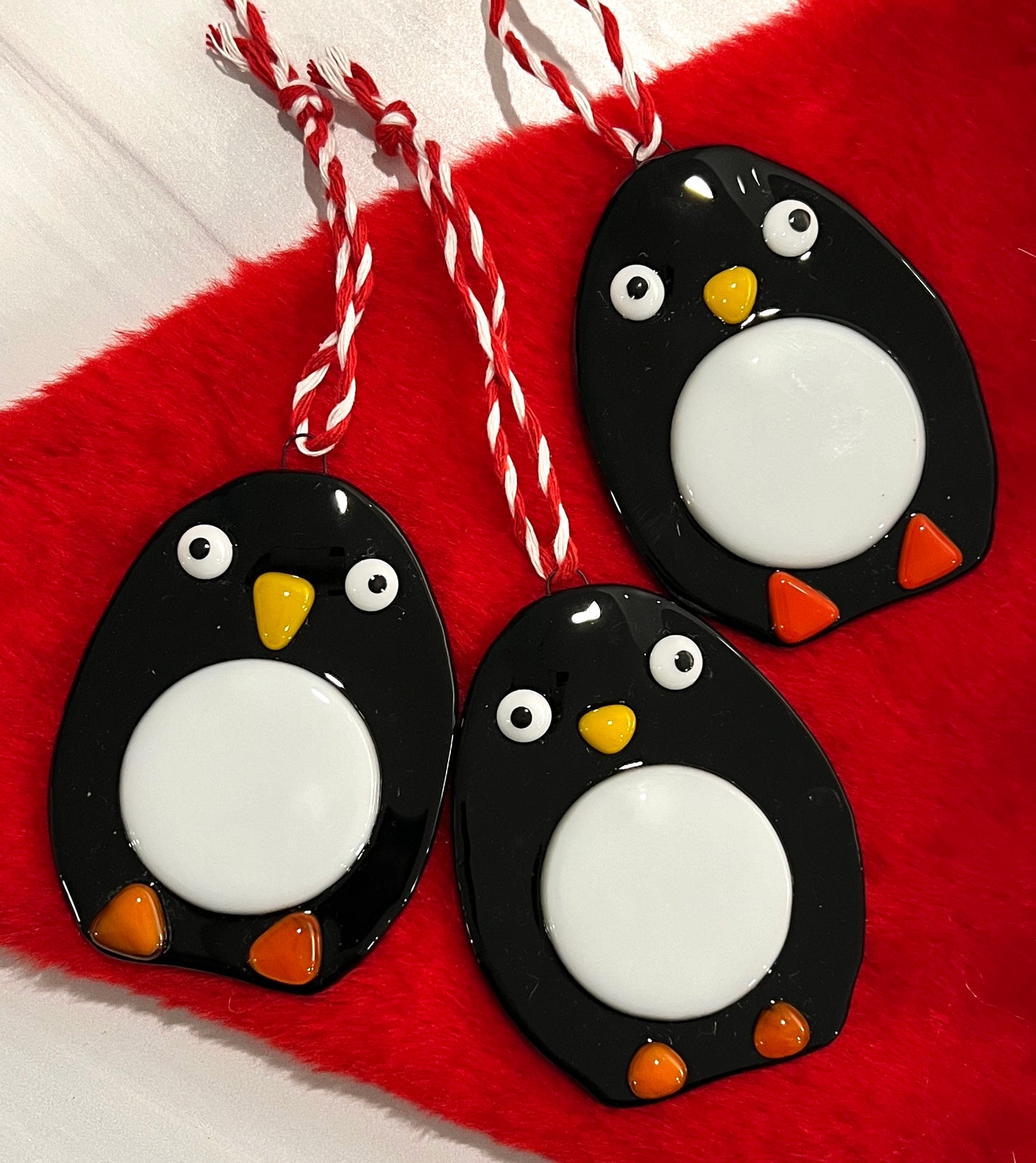 Fused Glass Penguin Ornament