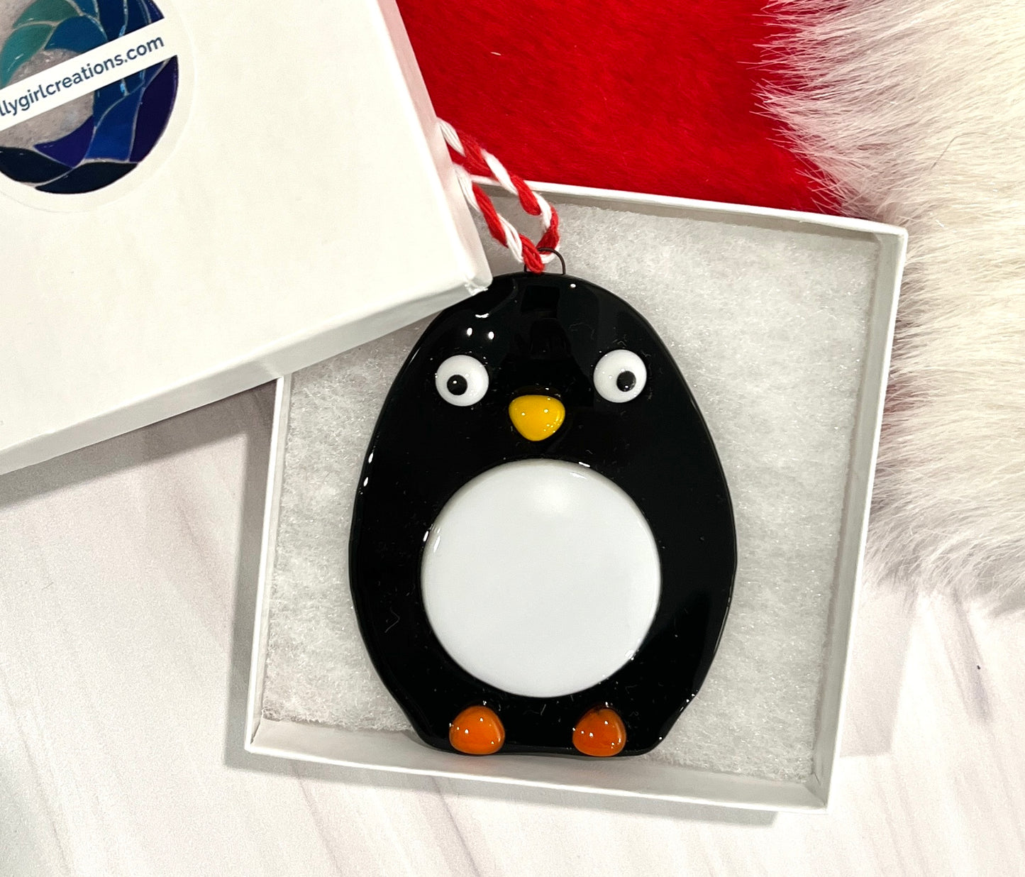 Fused Glass Penguin Ornament