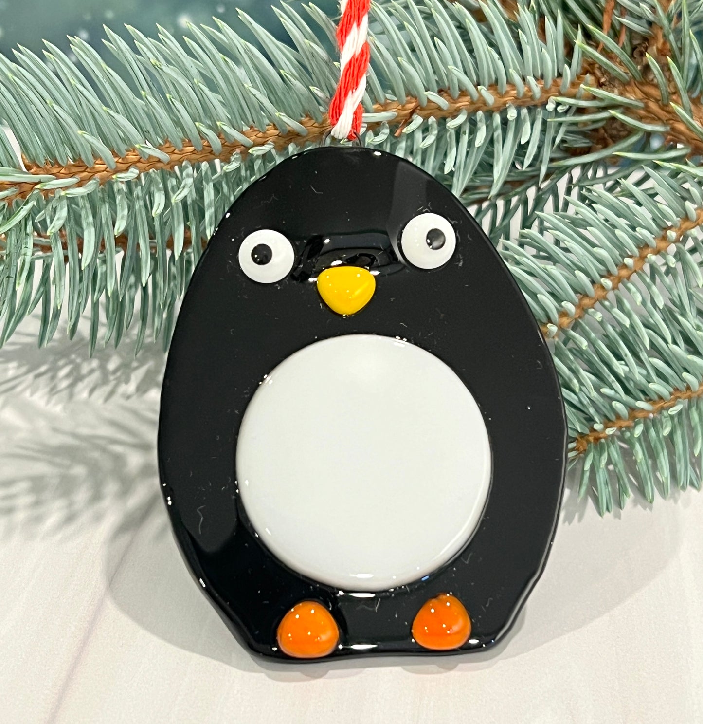 Fused Glass Penguin Ornament