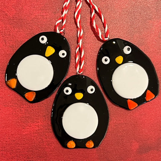 Fused Glass Penguin Ornament