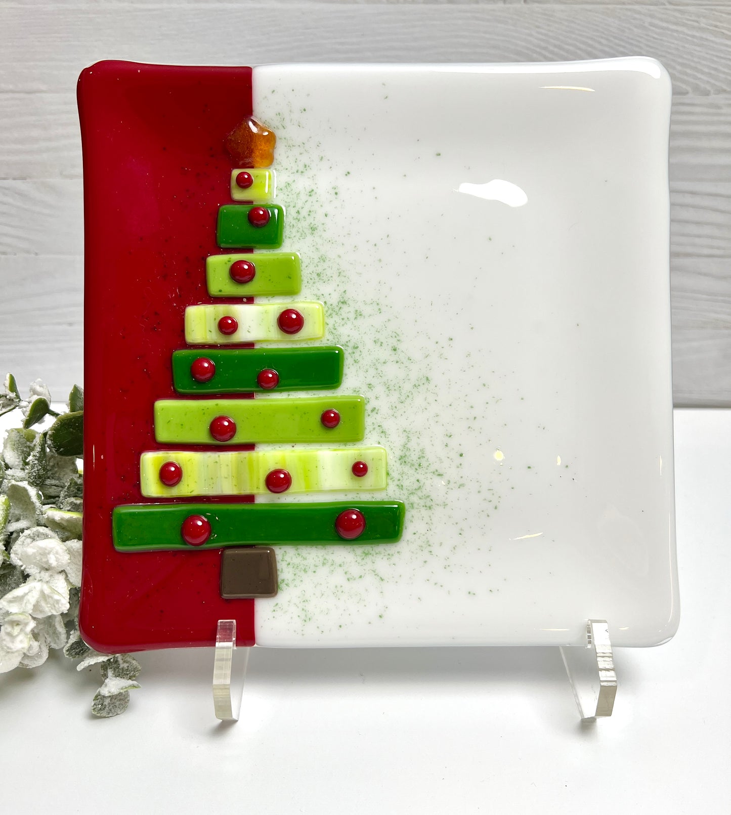 Christmas Tree Fused Glass Plate