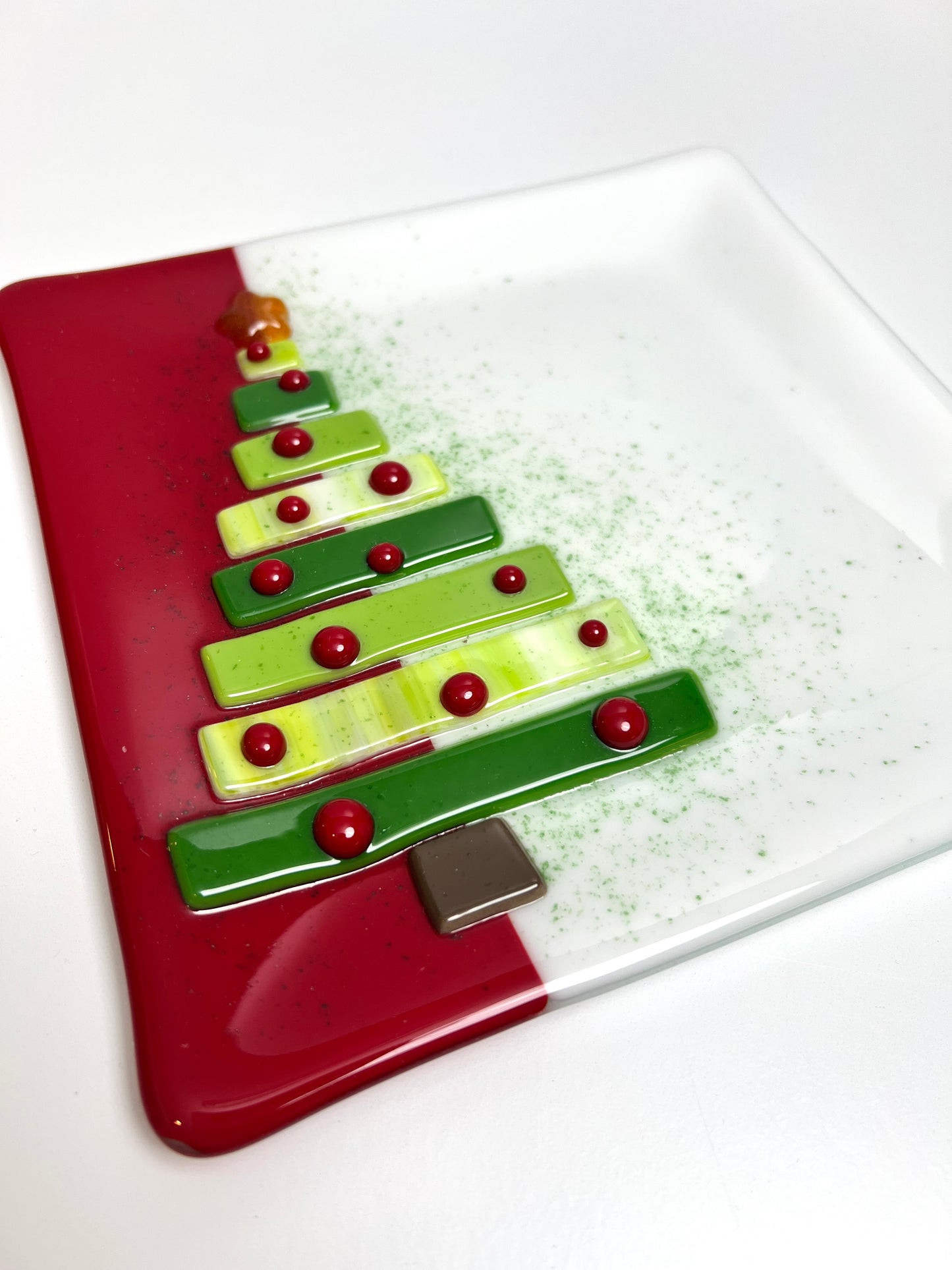 Christmas Tree Fused Glass Plate