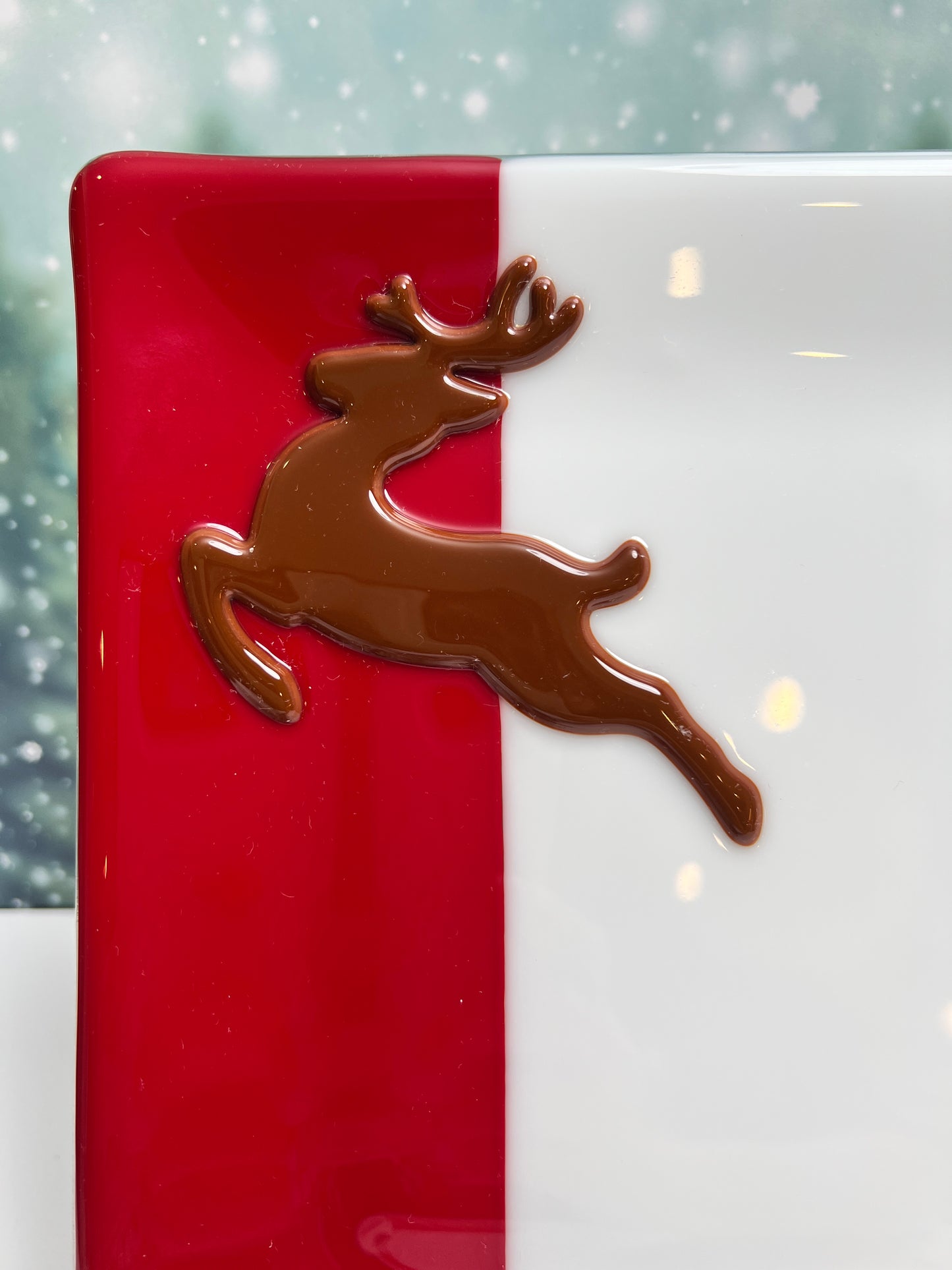 Christmas Reindeer Fused Glass Plate