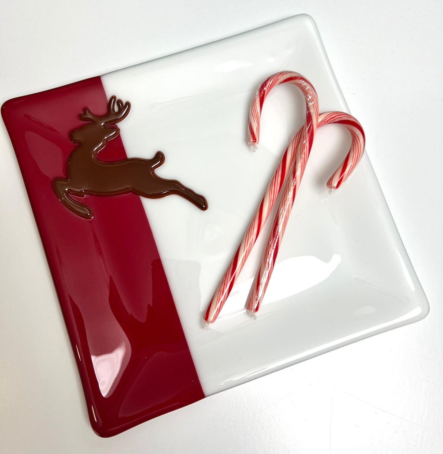 Christmas Reindeer Fused Glass Plate