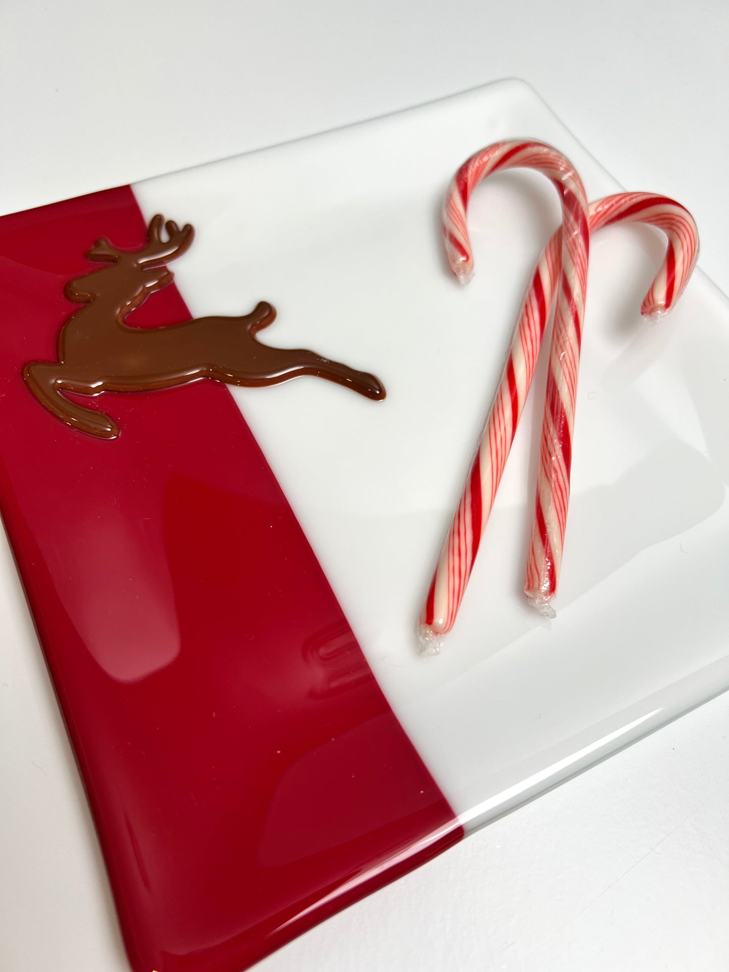 Christmas Reindeer Fused Glass Plate