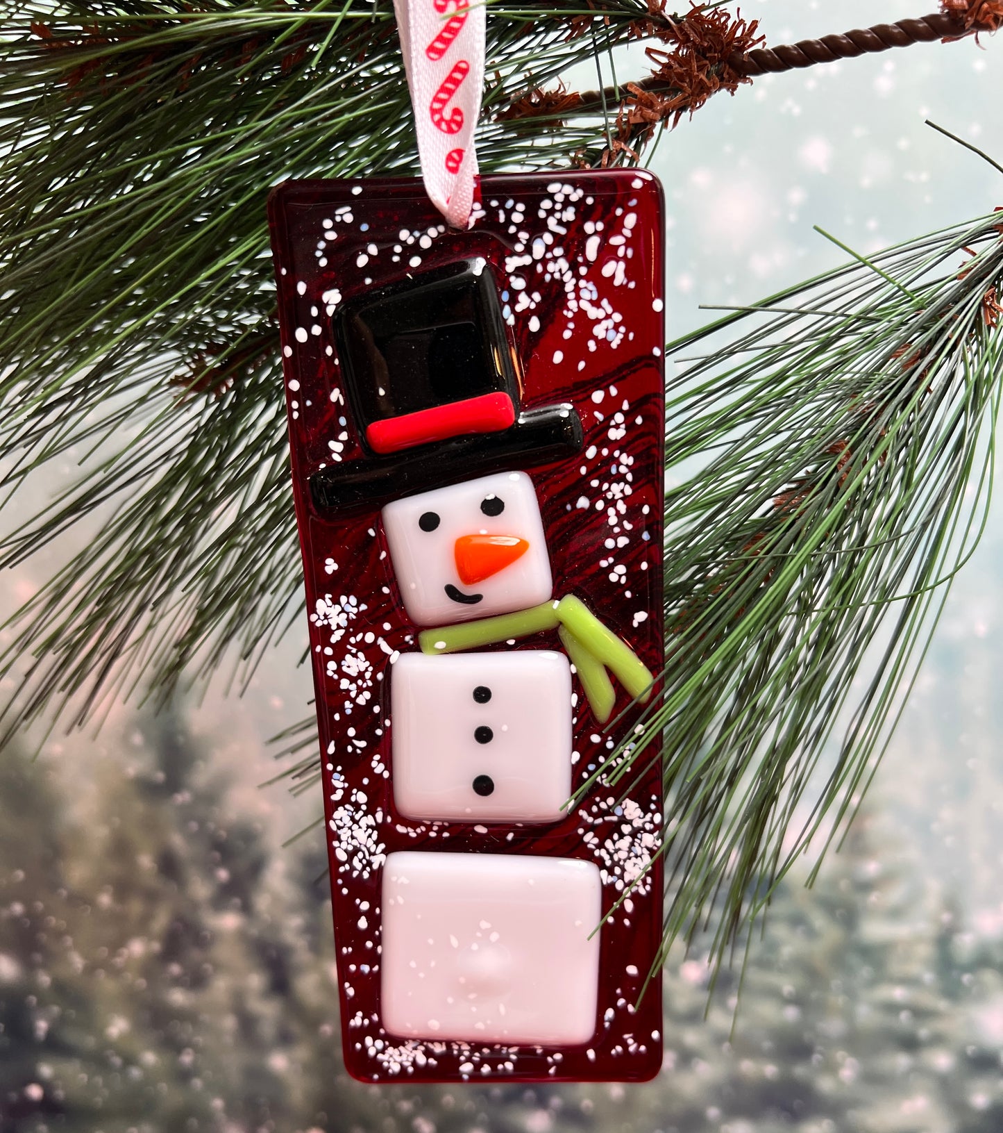 Snowman Fused Glass Ornament