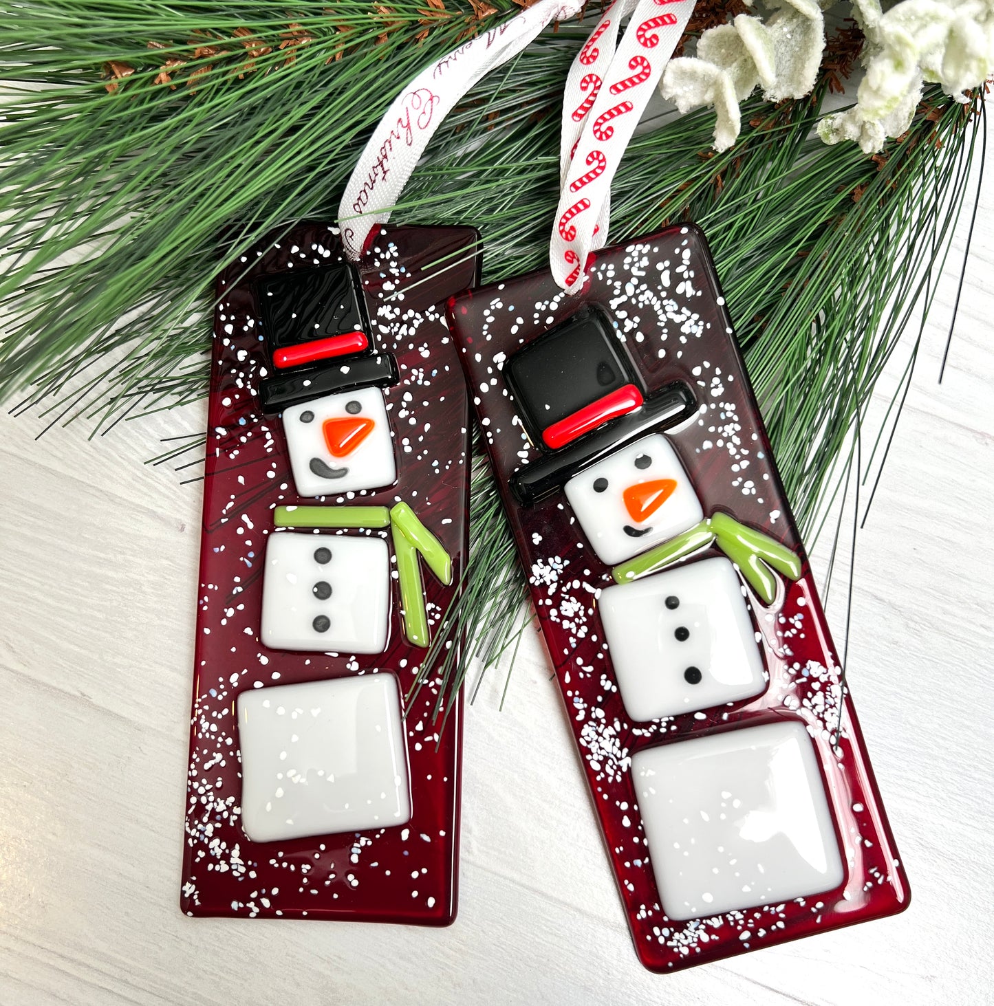 Snowman Fused Glass Ornament