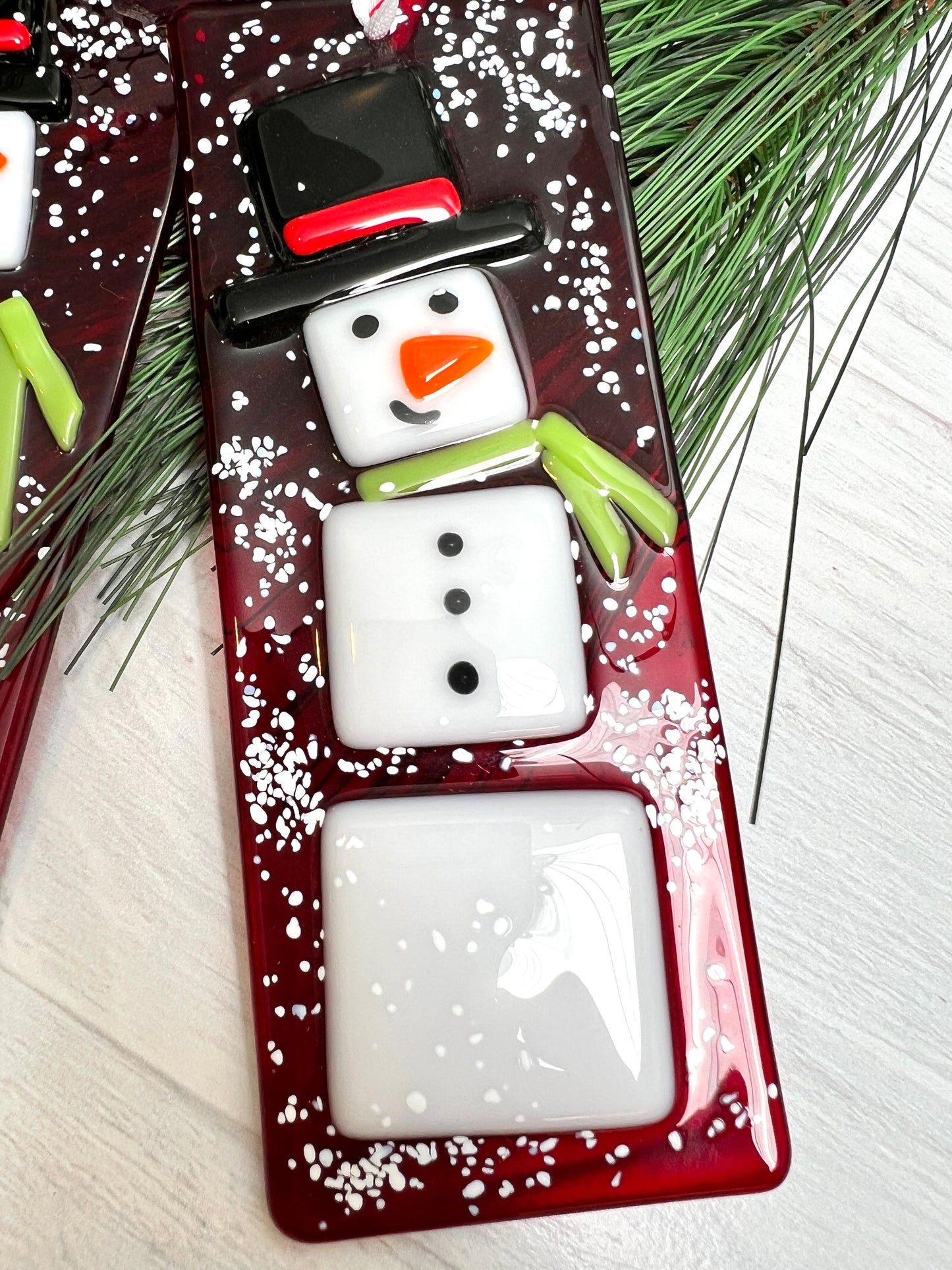 Snowman Fused Glass Ornament