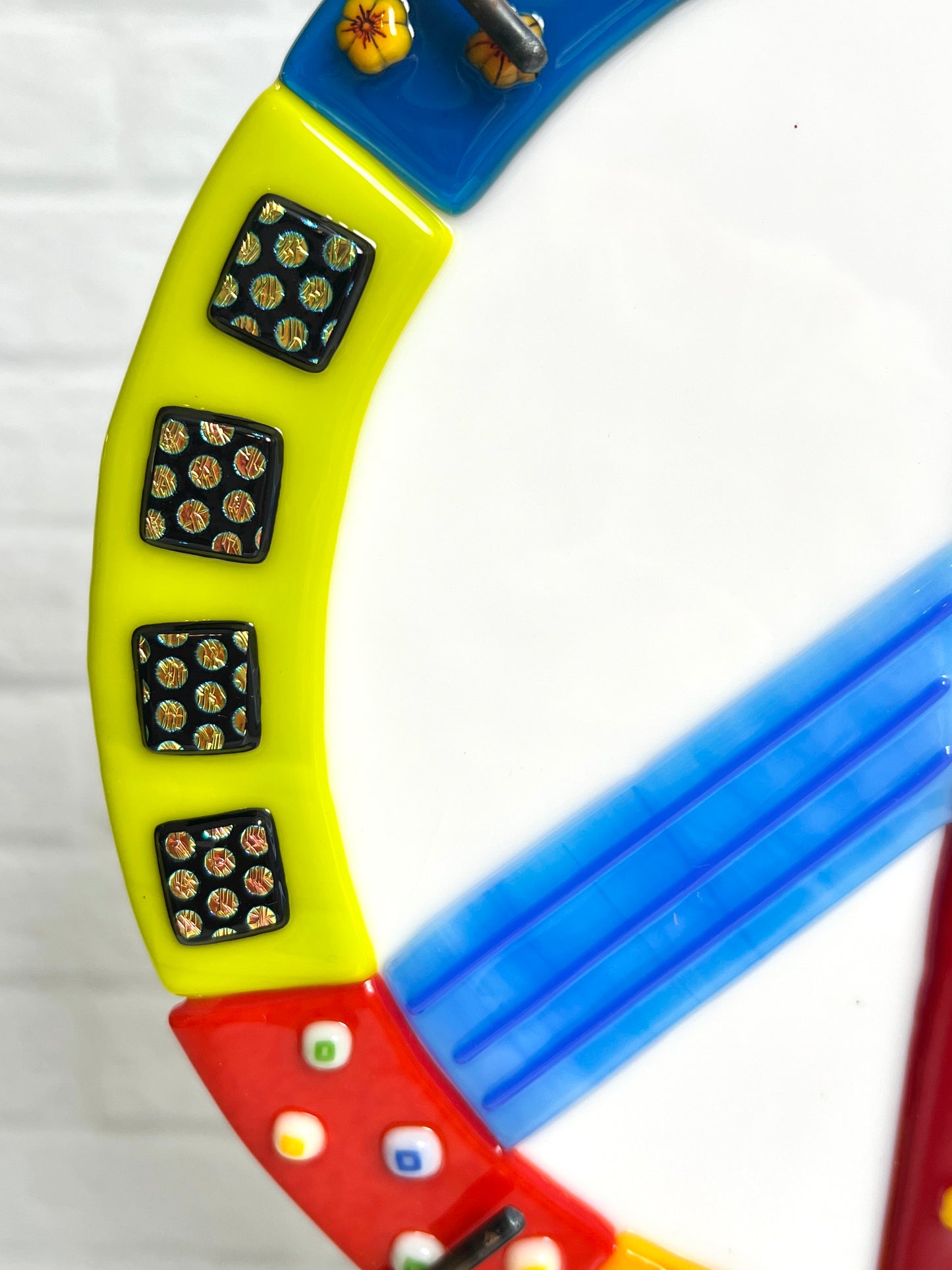 Art Glass Sculpture - Peace Sign on White