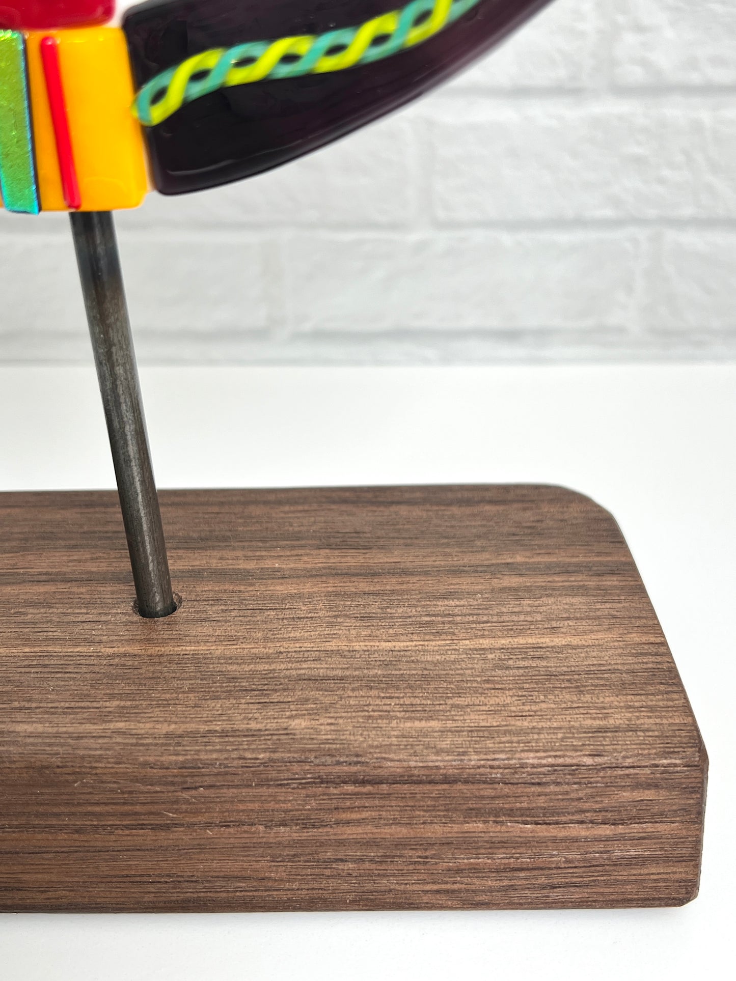 Art Glass Sculpture - Peace Sign on White