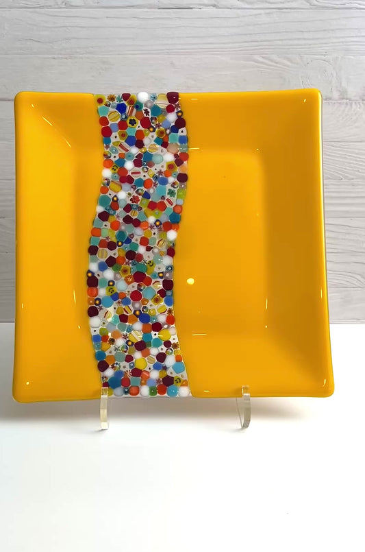 Art Glass Serving Platter - "Path of Color"